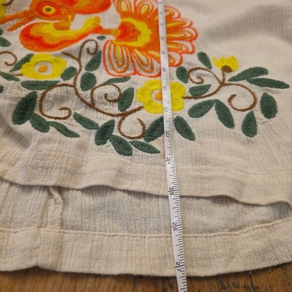 IVY JANE Linen Blend Embroidered Floral Peacock Tunic Size Small Boho Hippie - Picture 7 of 8